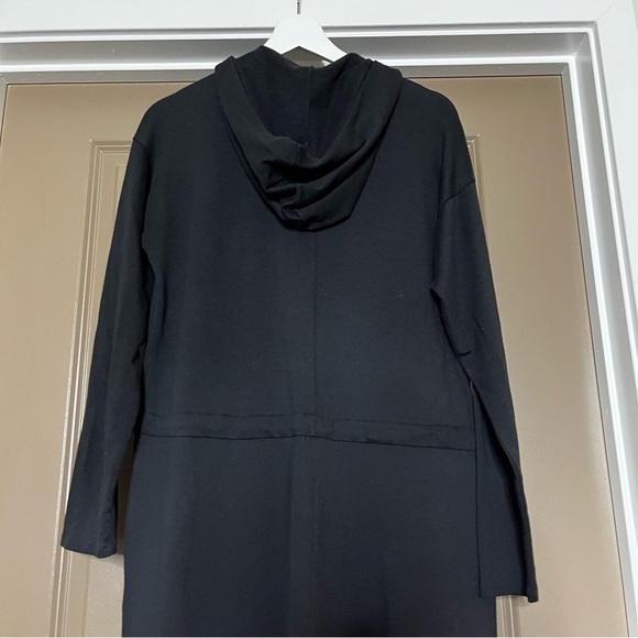Eileen Fisher Cozy Brushed Terry Hooded Jumpsuit Black - Picture 10 of 14